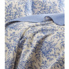 King size 100-Percent Cotton Quilt Bedspread Set with Blue White Floral Leaves Pattern