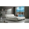 Queen Modern White Upholstered Platform Bed with Curved Sides & Headboard