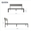 Queen Size Grey Soft Fabric Metal Headboard Platform Bed Wooden Slats