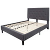 Queen size Dark Gray Fabric Upholstered Platform Bed Frame with Headboard