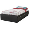 Twin size Platform Bed with 3 Storage Drawers in Black Finish