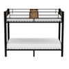 Twin over Twin Heavy Duty Metal Bunk Bed in Black with Side Ladder