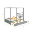 Gray Full Size Canopy Platform Bed with Twin Roller Trundle Bed