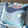 Full / Queen Blue Serenity Sea Fish Coral Coverlet Quilt Bedspread Set