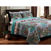 Full / Queen Teal Paisley 3-Piece Quilt Set in 100-Percent Cotton