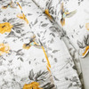 Full/Queen 3 Piece White Yellow Grey Reversible Floral Birds Cotton Quilt Set