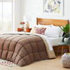 King All Seasons Beige/Brown Reversible Polyester Down Alternative Comforter