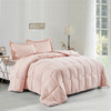 Twin Size Pink 3 Piece Microfiber Reversible Comforter Set