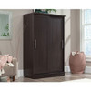 FarmHouse Espresso Oak Sliding Doors Garment Rod Wardrobe Armoire