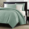Full / Queen Seafoam Blue Green Quilted Coverlet Quilt Set with 2 Shams