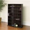 Contemporary 6-Shelf Bookcase Multimedia Storage Rack Tower in Brown Finish