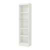 5-Shelf Narrow Bookcase Storage Shelves in White Wood Finish