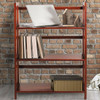 3-Shelf Folding Storage Shelves Bookcase in Walnut Wood Finish