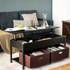 FarmHouse Black Lift-Top Multi Purpose Coffee Table with 2 Storage Drawers Bins