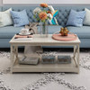 Contemporary Farmhouse Coffee Table in Rustic White Oak Wood Finish