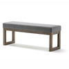 Modern Wood Frame Accent Bench Ottoman with Grey Upholstered Fabric Seat