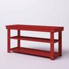 Red Wooden 2-Shelf Shoe Rack Storage Bench for Entryway or Closet