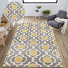 3'3" x 5' Grey Yellow Trellis Geometric Polypropylene Area Rug