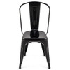 Set of 4 Indoor Outdoor Black Metal Stacking Bistro Dining Chairs