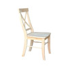 Set of 2 - Unfinished Wood Dining Chairs with X-Back Seat Backrest