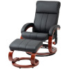 Adjustable Black Faux Leather Electric Remote Massage Recliner Chair with Ottoman