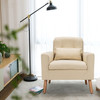 Beige Linen Mid-Century Modern Living Room Accent Chair with Pillow