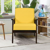 Retro Modern Classic Yellow Linen Wide Accent Chair with Espresso Wood Frame