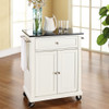 White Kitchen Cart with Granite Top and Locking Casters Wheels