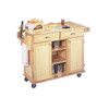 Natural Wood Finish Kitchen Island Cart with Locking Casters