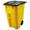 50 Gallon Yellow Commercial Heavy-Duty Trash Can with Black Lid