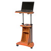 Mobile Sit Down Stand Up Desk Adjustable Height Laptop Cart in Wood-grain Finish