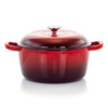 MegaChef 5 Quarts Round Enameled Cast Iron Casserole with Lid in Red