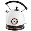 MegaChef 1.8 Liter Half Circle Electric Tea Kettle with Thermostat in White