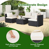 5 Pieces Outdoor Patio Furniture Set with Cushions and Coffee Table