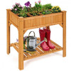 8 Grids Wood Elevated Garden Planter Box Kit with Liner and Shelf