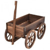 Wood Wagon Planter Pot Stand with Wheels