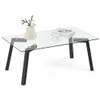 Modern Tempered Glass Coffee Table with Metal Frame for Living Room