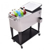 80 Quart Patio Rolling Stainless Steel Ice Beverage Cooler