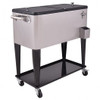 80 Quart Patio Rolling Stainless Steel Ice Beverage Cooler