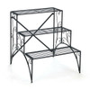 3-Tier Metal Plant Stand with Widened Grid Shelf for Porch Garden-Black