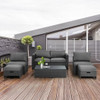 6 Pieces Patio Rattan Furniture Set with Glass Table and Cushioned Seat-Gray