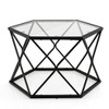 Modern Accent Geometric Glass Coffee Table-Black