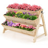 3 Tier Wooden Vertical Raised Garden Bed with Storage Shelf