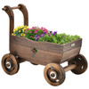 Decorative Wooden Wagon Cart with Handle Wheels and Drainage Hole-Rustic Brown