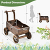 Decorative Wooden Wagon Cart with Handle Wheels and Drainage Hole-Rustic Brown