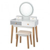 Makeup Dressing Table with 4 Drawers and Lighted Mirror