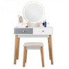 Makeup Dressing Table with 4 Drawers and Lighted Mirror