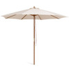 10 Feet Patio Umbrella with 8 Wooden Ribs and 3 Adjustable Heights-Beige