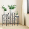 3 Pieces Flower Pots Display Rack with Vines and Crystal Floral Accents Square-Black