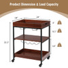 3 Tiers Kitchen Island Serving Bar Cart with Glasses Holder and Wine Bottle Rack